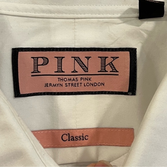 PINK Thomas Pink classic white button down long sleeve shirt 18-35 1/2 - Picture 2 of 12